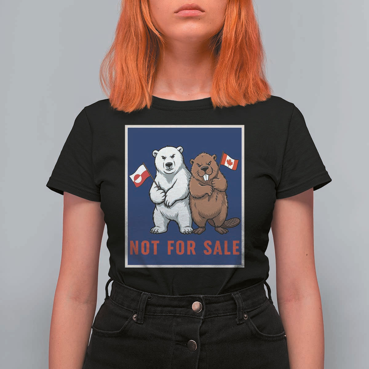 Funny Polar Bear And Beaver Political Protest T Shirt For Women Not For Sale