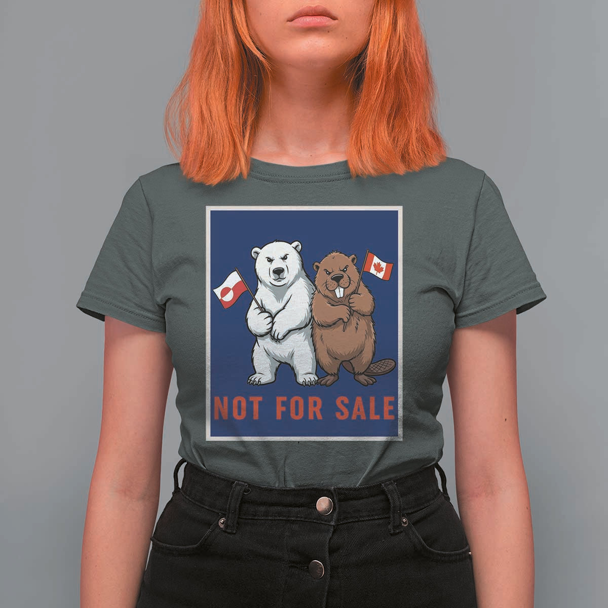 Funny Polar Bear And Beaver Political Protest T Shirt For Women Not For Sale