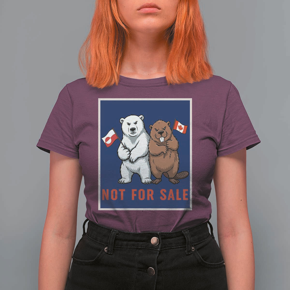 Funny Polar Bear And Beaver Political Protest T Shirt For Women Not For Sale