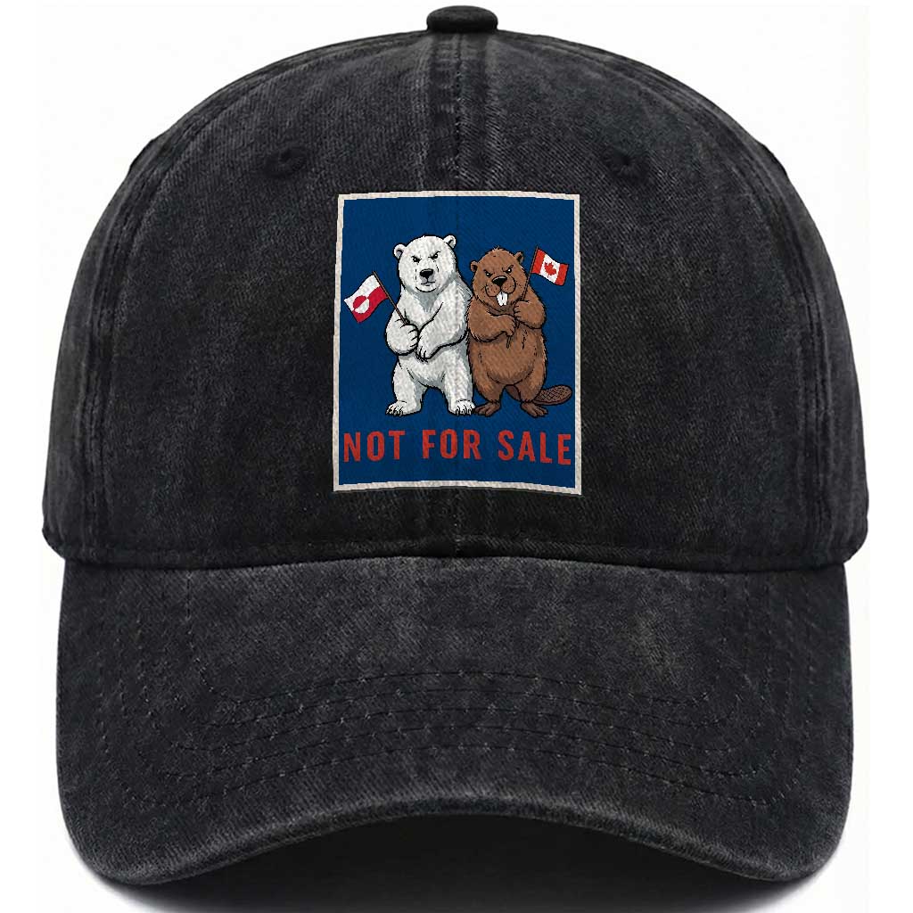 Funny Polar Bear And Beaver Political Protest Washed Cotton Baseball Cap Not For Sale