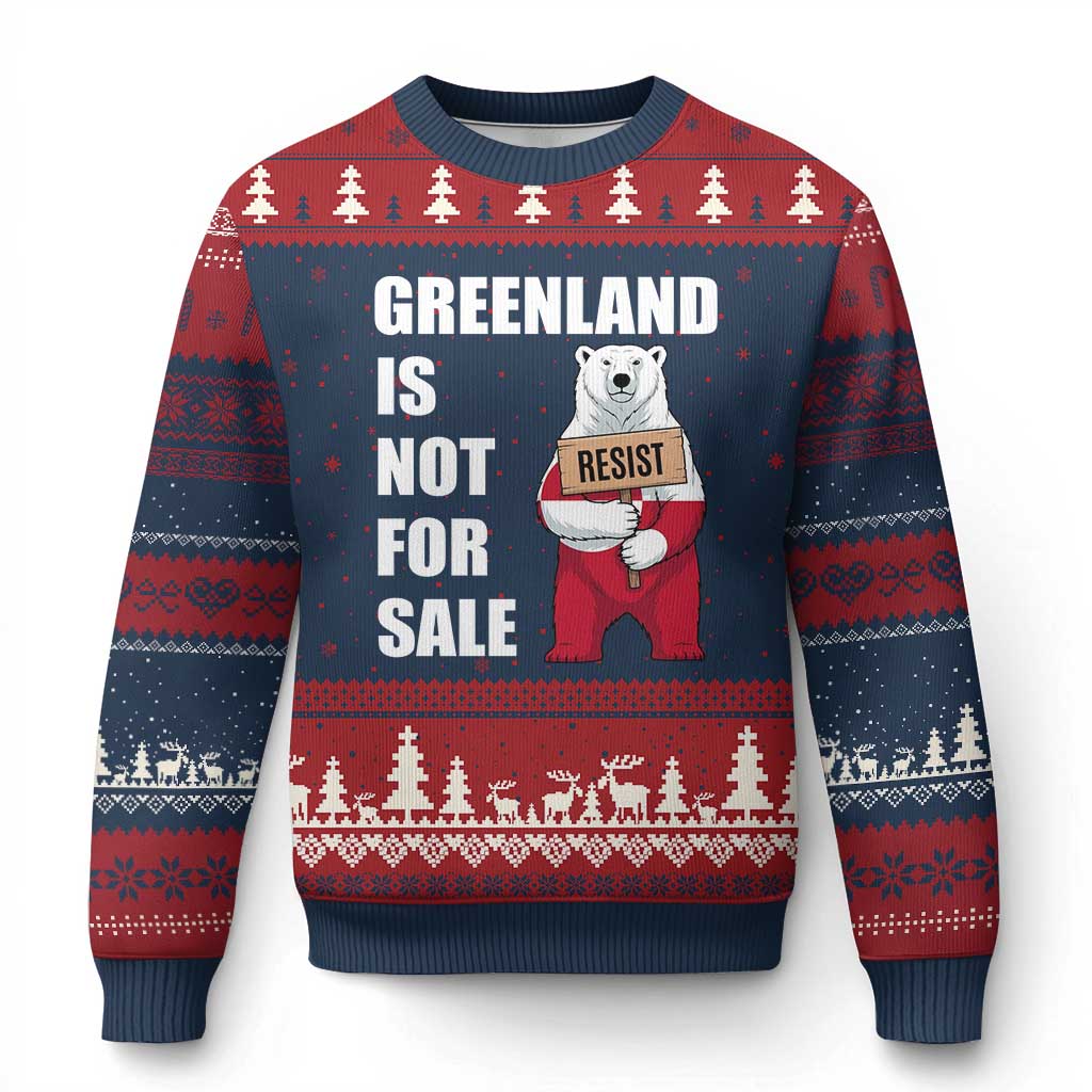 Greenland Not For Sale Ugly Christmas Sweater Anti Authoritarian Political Gag Gift