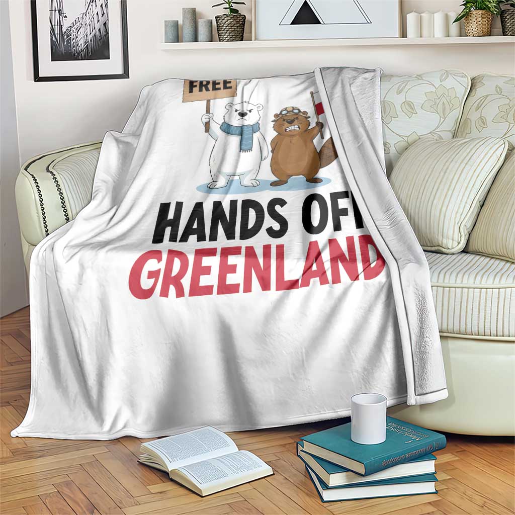 Funny Polar Bear Political Protest Throw Blanket Hands Off Greenland