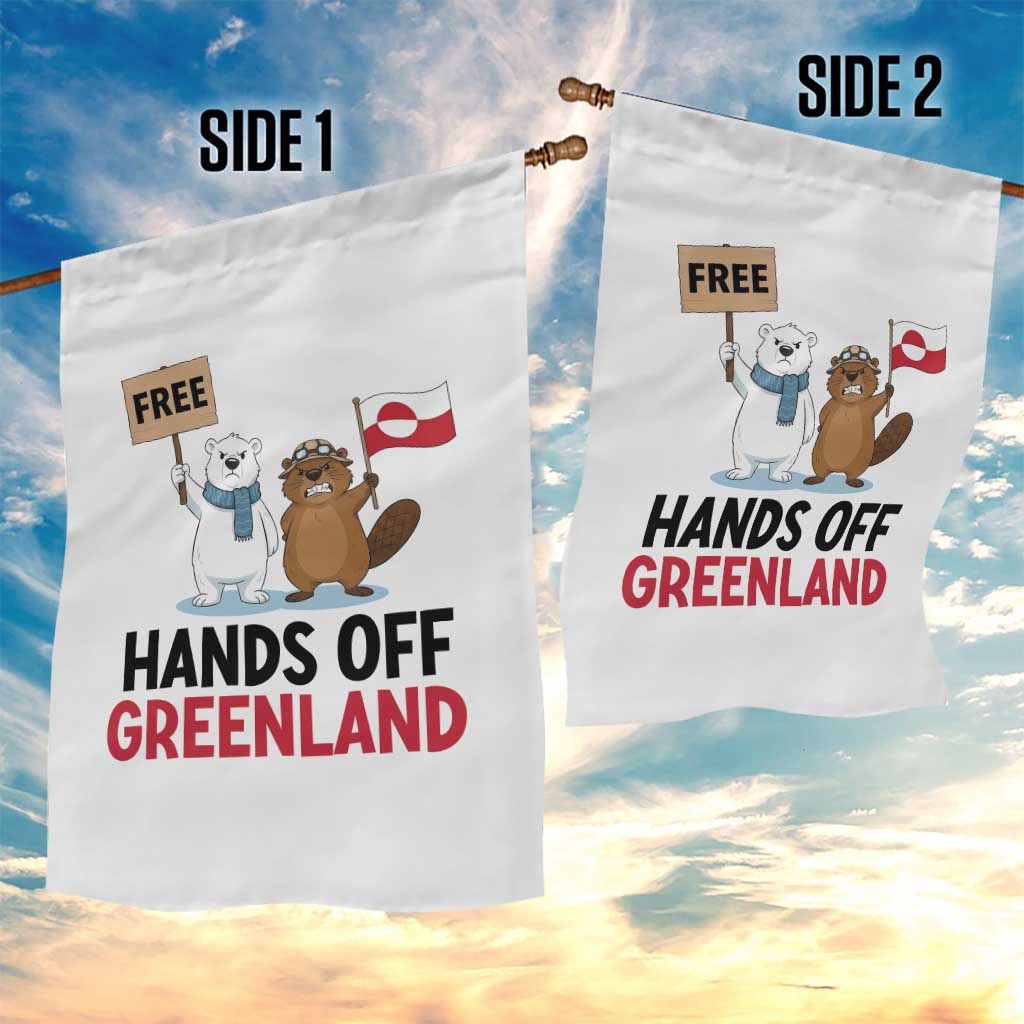 Funny Polar Bear Political Protest Garden Flag Hands Off Greenland
