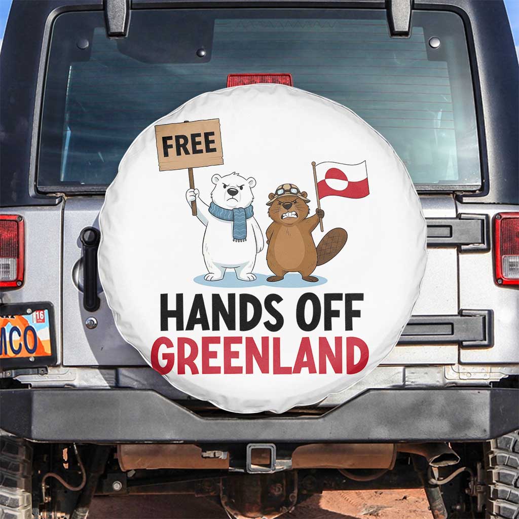 Funny Polar Bear Political Protest Spare Tire Cover Hands Off Greenland