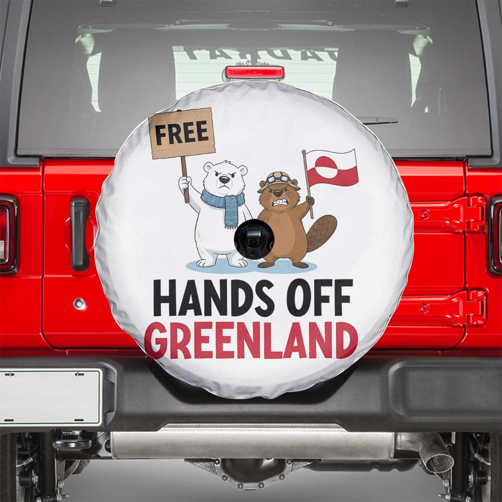Funny Polar Bear Political Protest Spare Tire Cover Hands Off Greenland