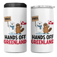 Funny Polar Bear Political Protest 4 in 1 Can Cooler Tumbler Hands Off Greenland