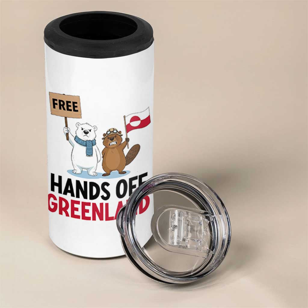 Funny Polar Bear Political Protest 4 in 1 Can Cooler Tumbler Hands Off Greenland