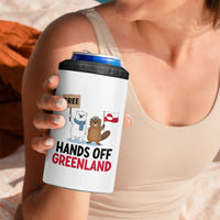 Funny Polar Bear Political Protest 4 in 1 Can Cooler Tumbler Hands Off Greenland