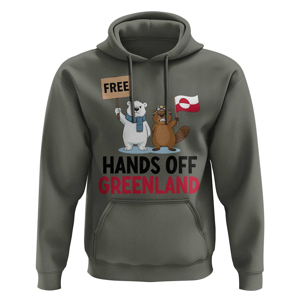 Funny Polar Bear Political Protest Hoodie Hands Off Greenland
