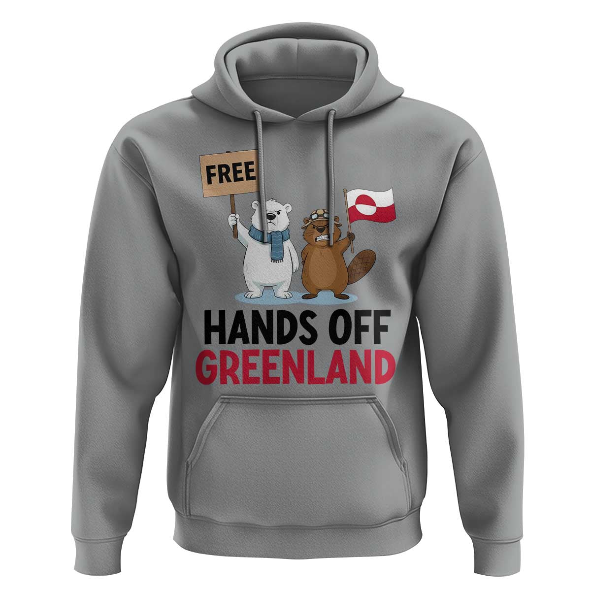 Funny Polar Bear Political Protest Hoodie Hands Off Greenland