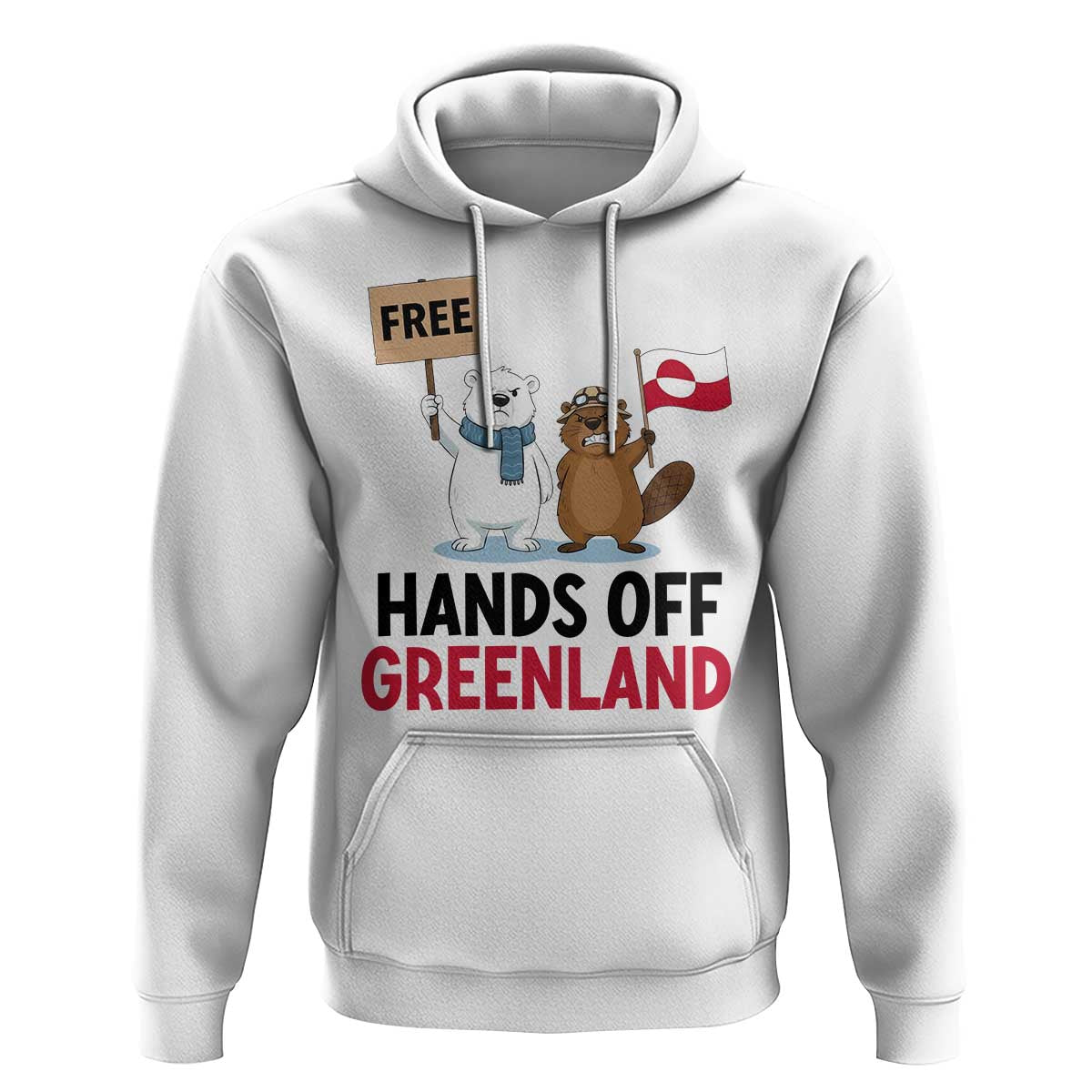 Funny Polar Bear Political Protest Hoodie Hands Off Greenland