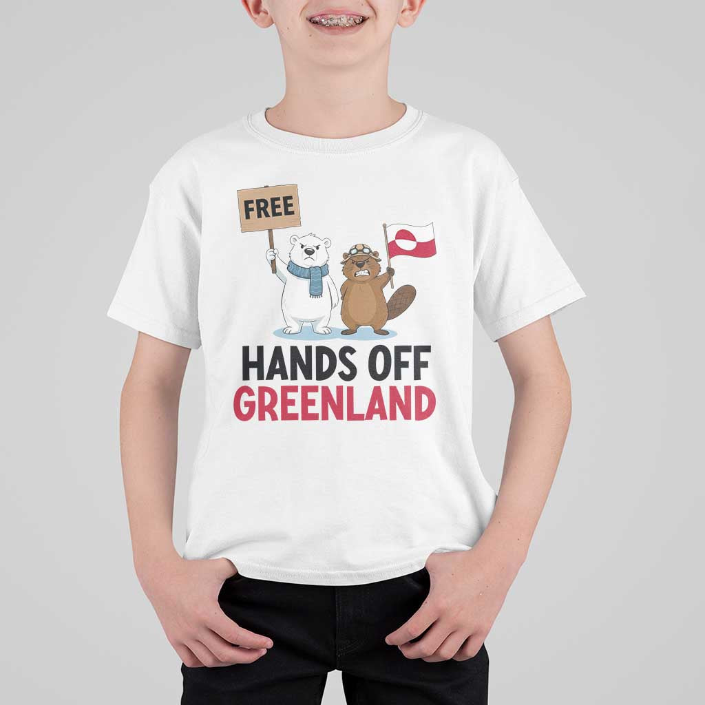 Funny Polar Bear Political Protest T Shirt For Kid Hands Off Greenland