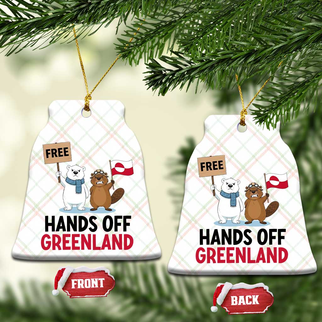 Funny Polar Bear Political Protest Ceramic Ornament Hands Off Greenland