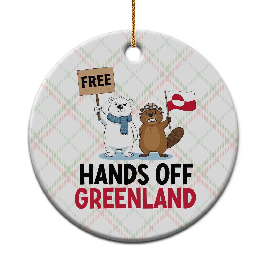 Funny Polar Bear Political Protest Ceramic Ornament Hands Off Greenland