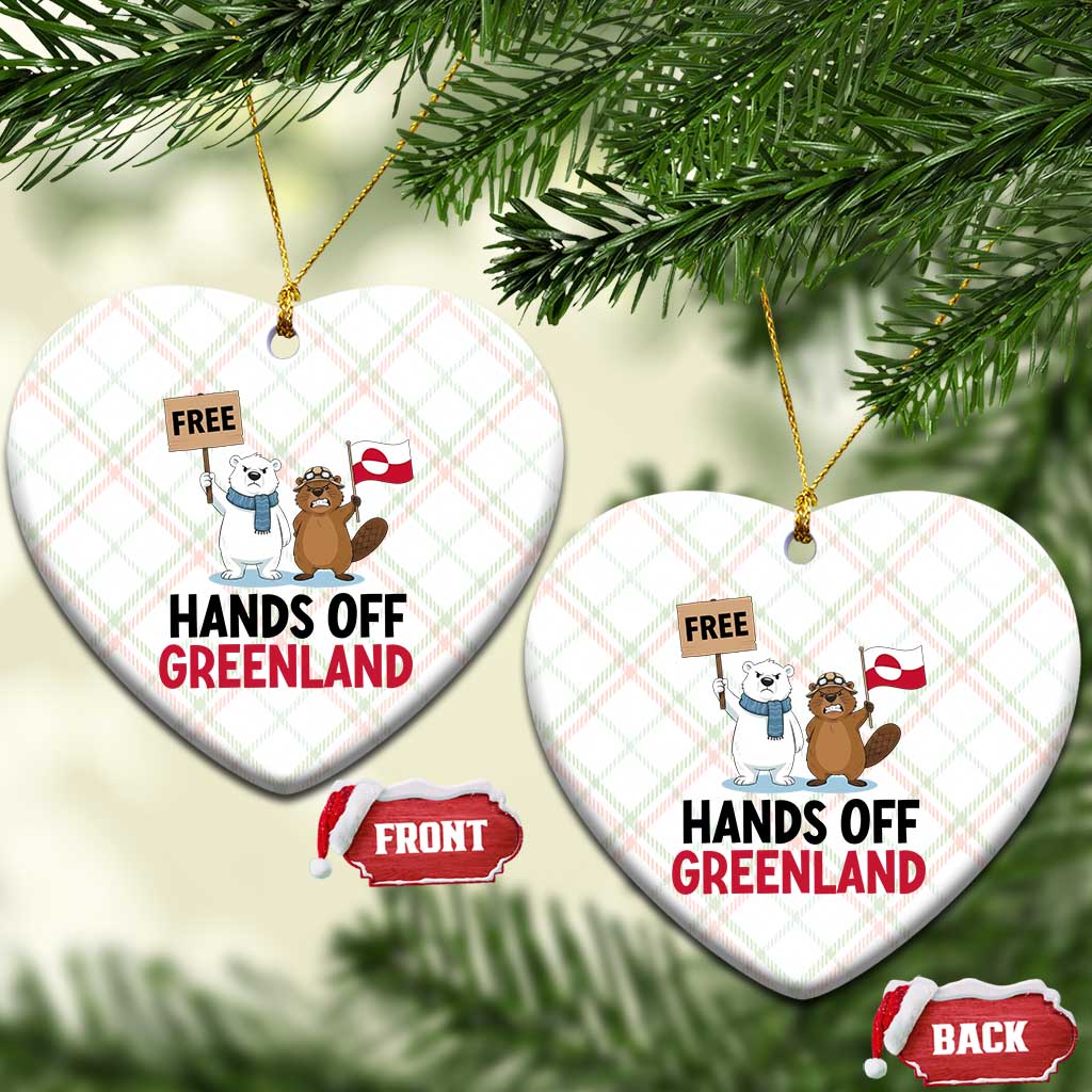Funny Polar Bear Political Protest Ceramic Ornament Hands Off Greenland