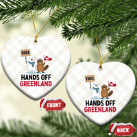 Funny Polar Bear Political Protest Ceramic Ornament Hands Off Greenland