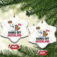 Funny Polar Bear Political Protest Ceramic Ornament Hands Off Greenland