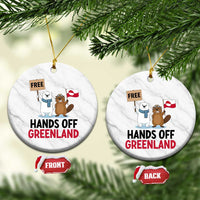 Funny Polar Bear Political Protest Ceramic Ornament Hands Off Greenland