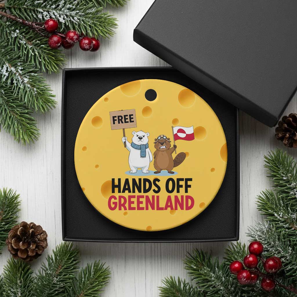 Funny Polar Bear Political Protest Ceramic Ornament Hands Off Greenland
