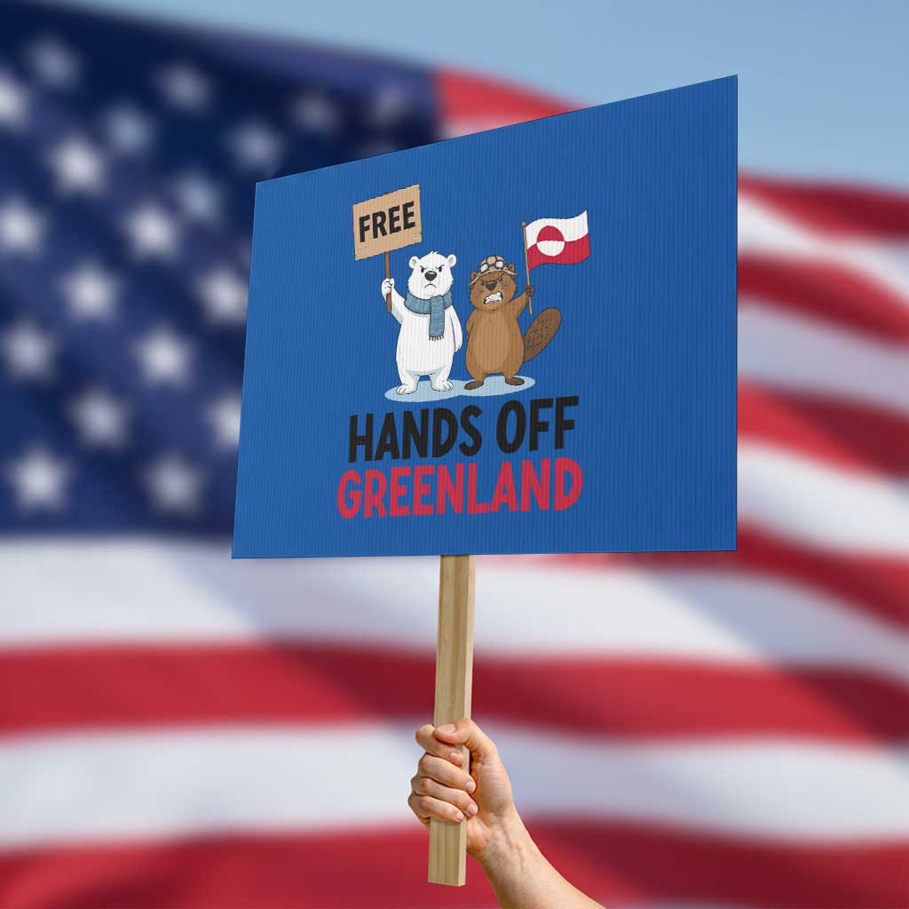 Funny Polar Bear Political Protest Protest Sign Hands Off Greenland