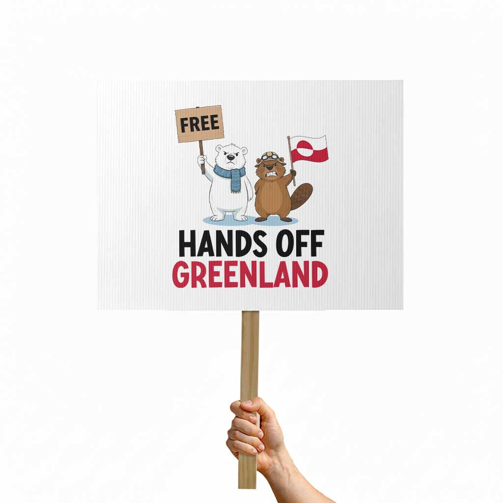 Funny Polar Bear Political Protest Protest Sign Hands Off Greenland