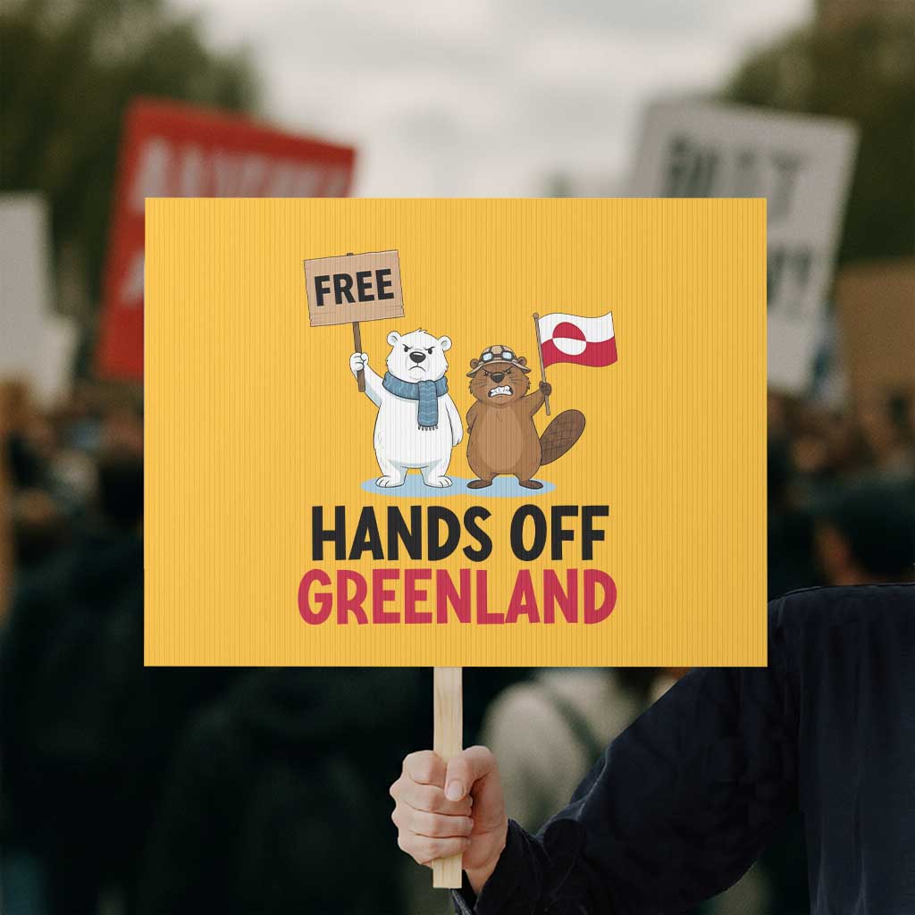 Funny Polar Bear Political Protest Protest Sign Hands Off Greenland