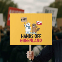 Funny Polar Bear Political Protest Protest Sign Hands Off Greenland