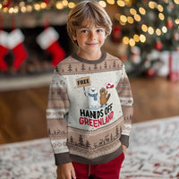 Funny Polar Bear Political Protest Ugly Christmas Sweater Hands Off Greenland