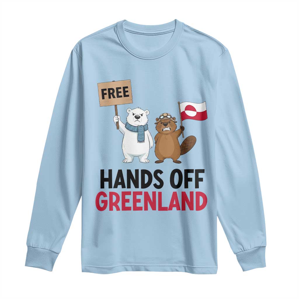 Funny Polar Bear Political Protest Long Sleeve Shirt Hands Off Greenland