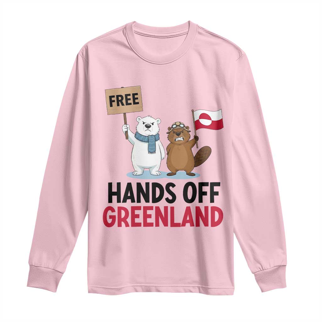 Funny Polar Bear Political Protest Long Sleeve Shirt Hands Off Greenland