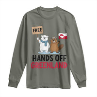 Funny Polar Bear Political Protest Long Sleeve Shirt Hands Off Greenland