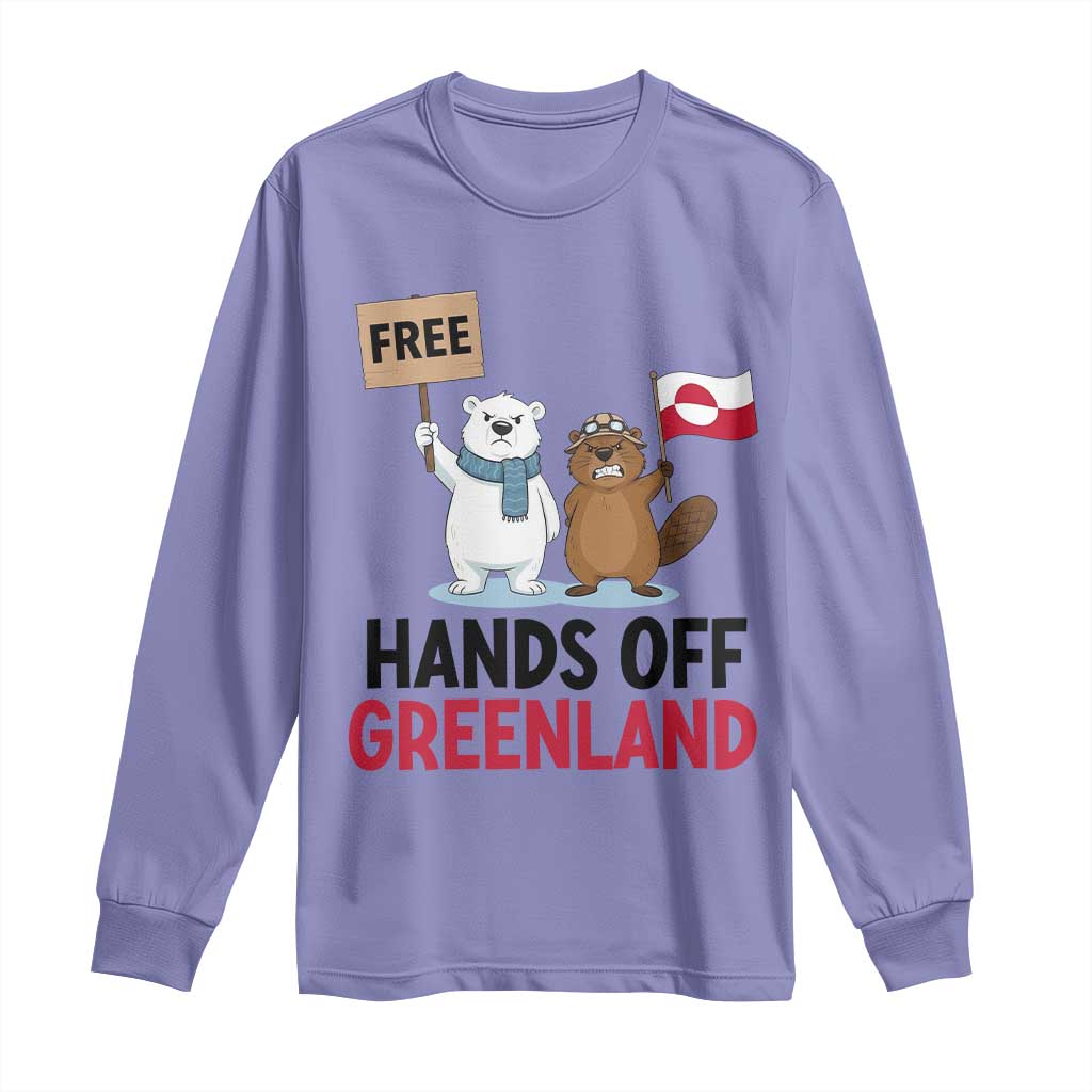 Funny Polar Bear Political Protest Long Sleeve Shirt Hands Off Greenland