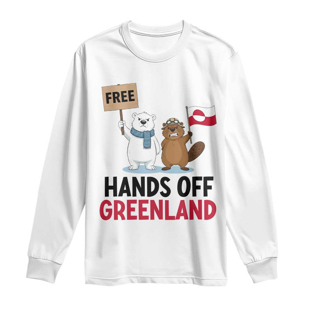 Funny Polar Bear Political Protest Long Sleeve Shirt Hands Off Greenland