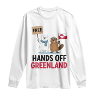 Funny Polar Bear Political Protest Long Sleeve Shirt Hands Off Greenland