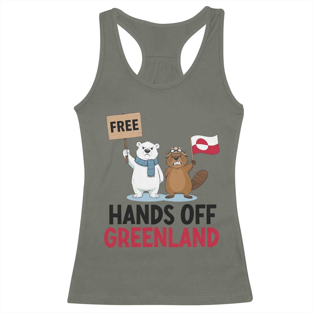 Funny Polar Bear Political Protest Racerback Tank Top Hands Off Greenland