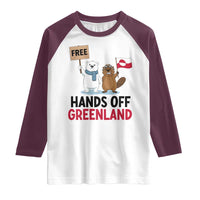 Funny Polar Bear Political Protest Raglan Shirt Hands Off Greenland