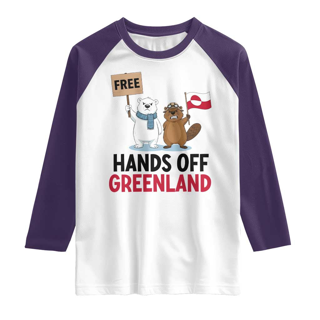 Funny Polar Bear Political Protest Raglan Shirt Hands Off Greenland