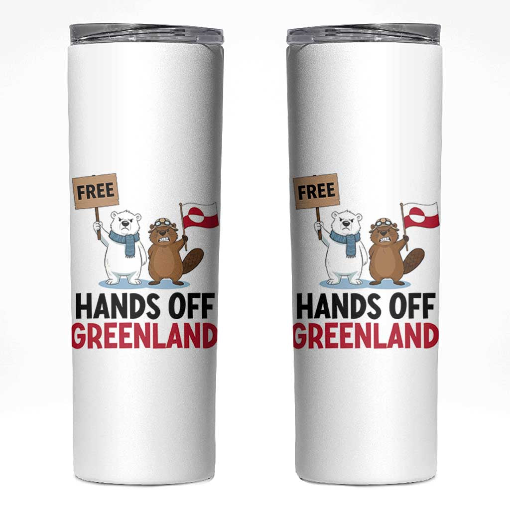 Funny Polar Bear Political Protest Skinny Tumbler Hands Off Greenland