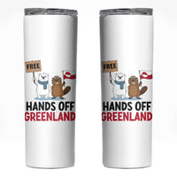 Funny Polar Bear Political Protest Skinny Tumbler Hands Off Greenland