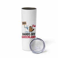 Funny Polar Bear Political Protest Skinny Tumbler Hands Off Greenland