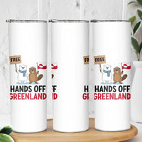 Funny Polar Bear Political Protest Skinny Tumbler Hands Off Greenland