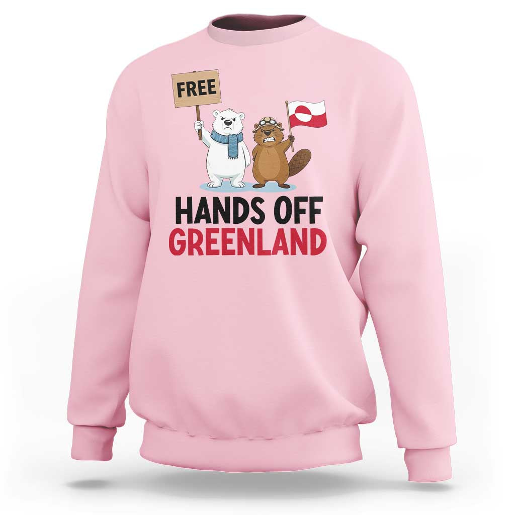 Funny Polar Bear Political Protest Sweatshirt Hands Off Greenland
