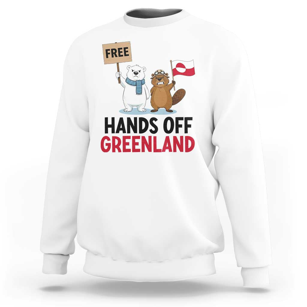 Funny Polar Bear Political Protest Sweatshirt Hands Off Greenland
