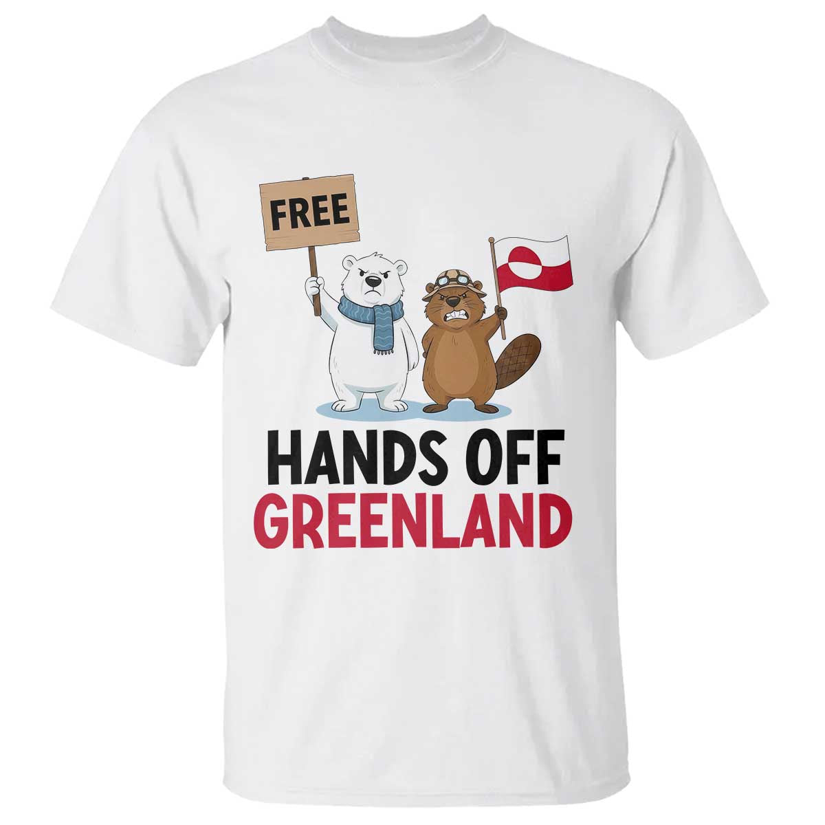 Funny Polar Bear Political Protest T Shirt Hands Off Greenland