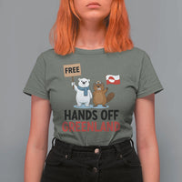 Funny Polar Bear Political Protest T Shirt For Women Hands Off Greenland