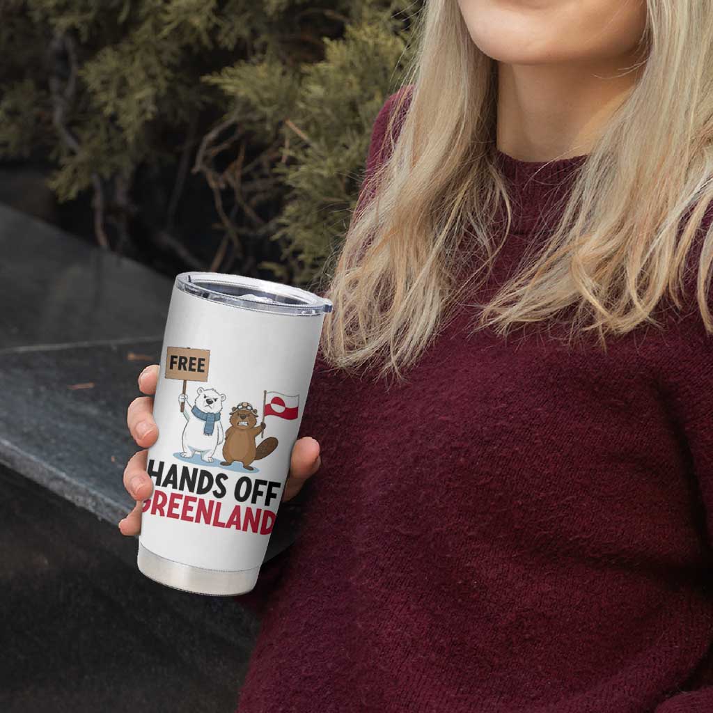 Funny Polar Bear Political Protest Tumbler Cup Hands Off Greenland