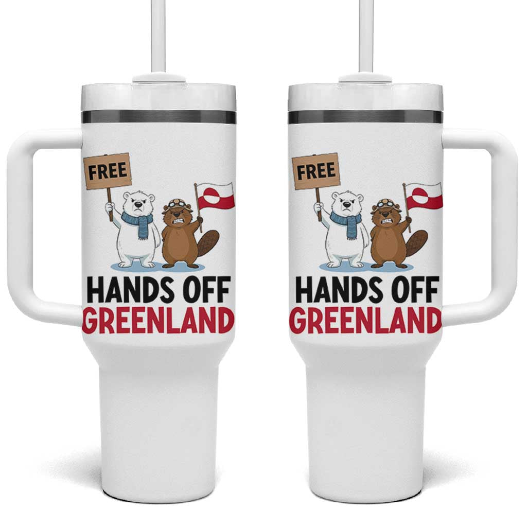 Funny Polar Bear Political Protest Tumbler With Handle Hands Off Greenland