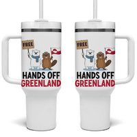 Funny Polar Bear Political Protest Tumbler With Handle Hands Off Greenland