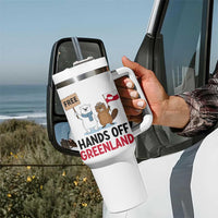 Funny Polar Bear Political Protest Tumbler With Handle Hands Off Greenland