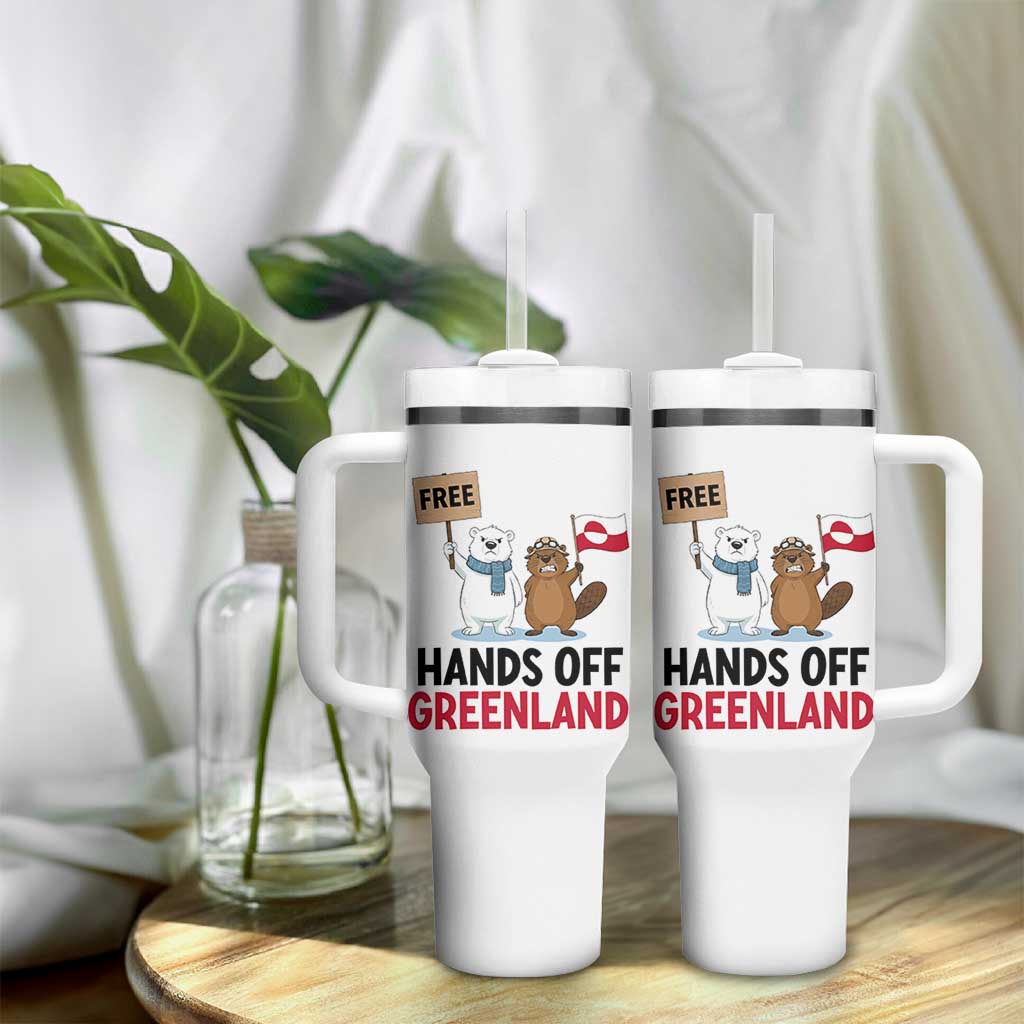 Funny Polar Bear Political Protest Tumbler With Handle Hands Off Greenland